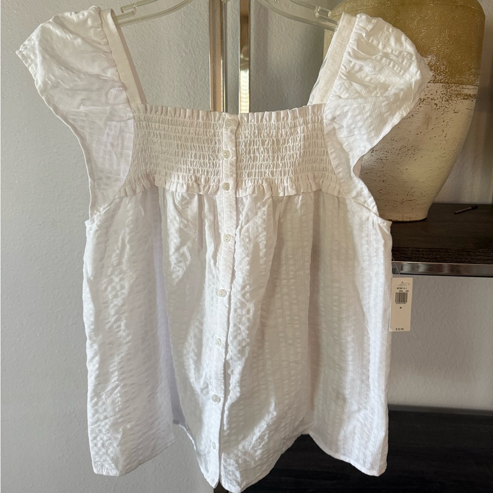 White Smocked Women's Top